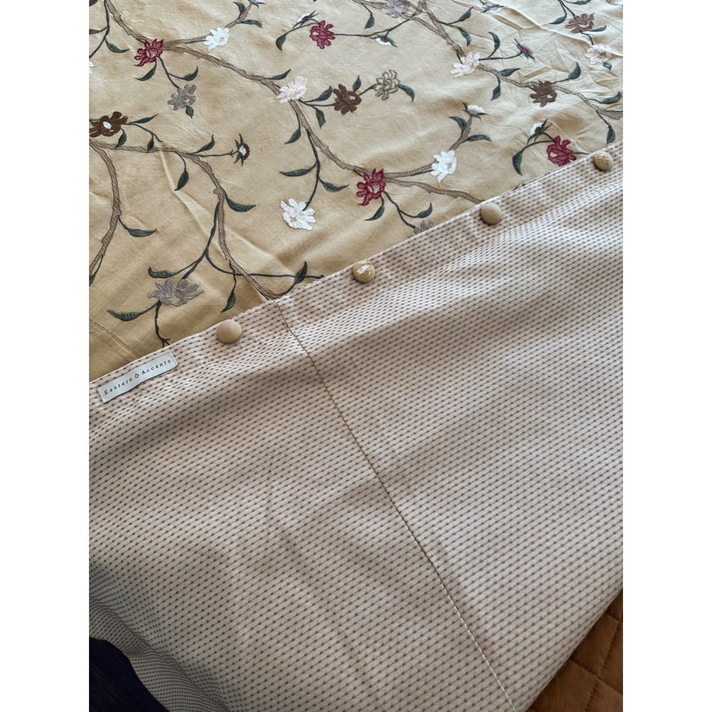 VTG Eastern Accents KING Duvet & Pillow Shams Set Silk embroidered Floral Gold - Picture 5 of 16